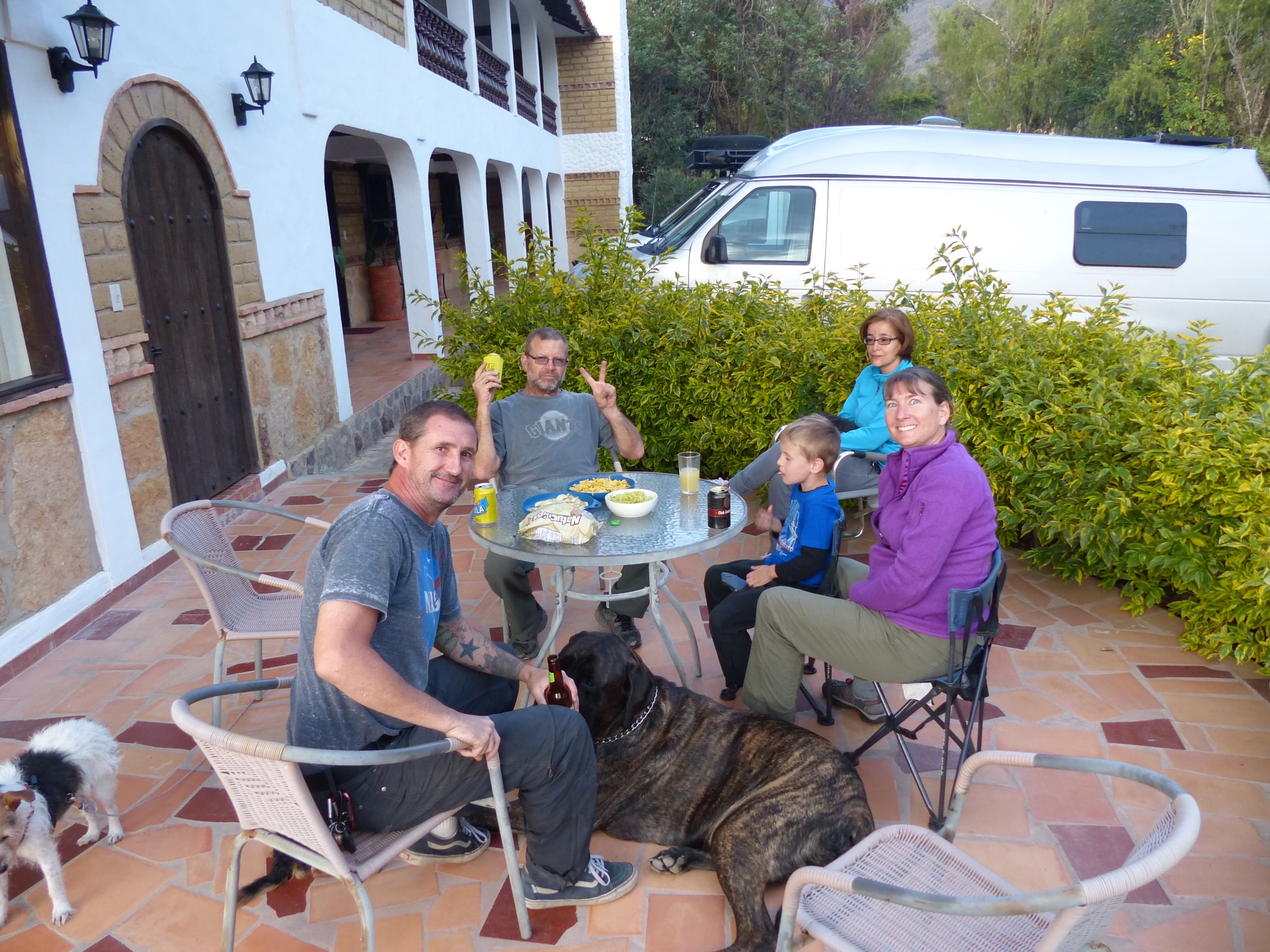 Sharing a meal with friends in Colombia